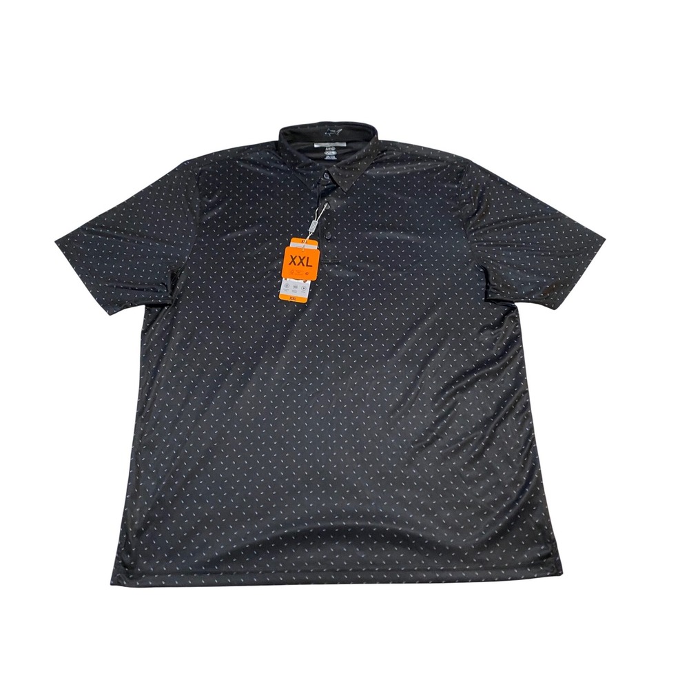 Greg Norman ML75 Play Dry Mens XXL Black Geometric Print Golf Polo Shirt NWT